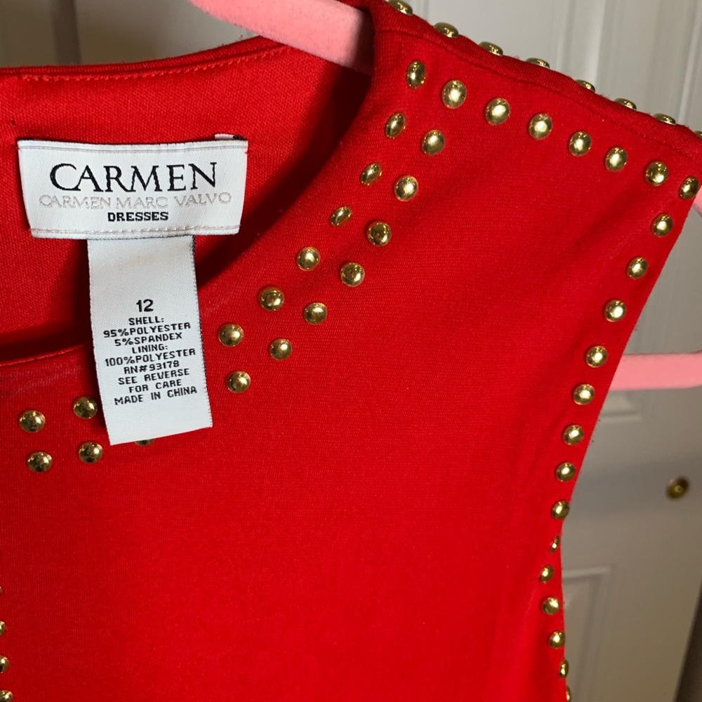 Carmen Marc Valvo Red dress size 12 - Picture 2 of 5
